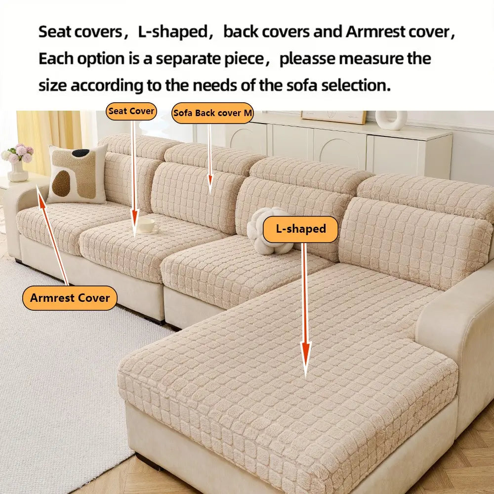 Elastic Couch Cover with Drawstring Design, Soft Removable Washable Sofa Pad, Dust-Proof Anti-Slip Split Sofa Set, Sofa Slipcover