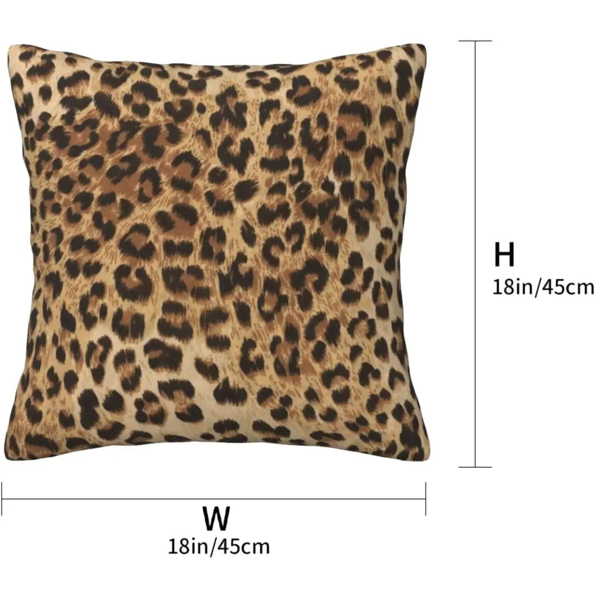 Plush Animal Cushion Covers (2-Pack, 18in x 18in) - Bold Leopard Look, Machine Washable, Wash-Safe Print, Hidden Zipper for Seamless Zip Look, Boho Safari Couch Living Room Decor