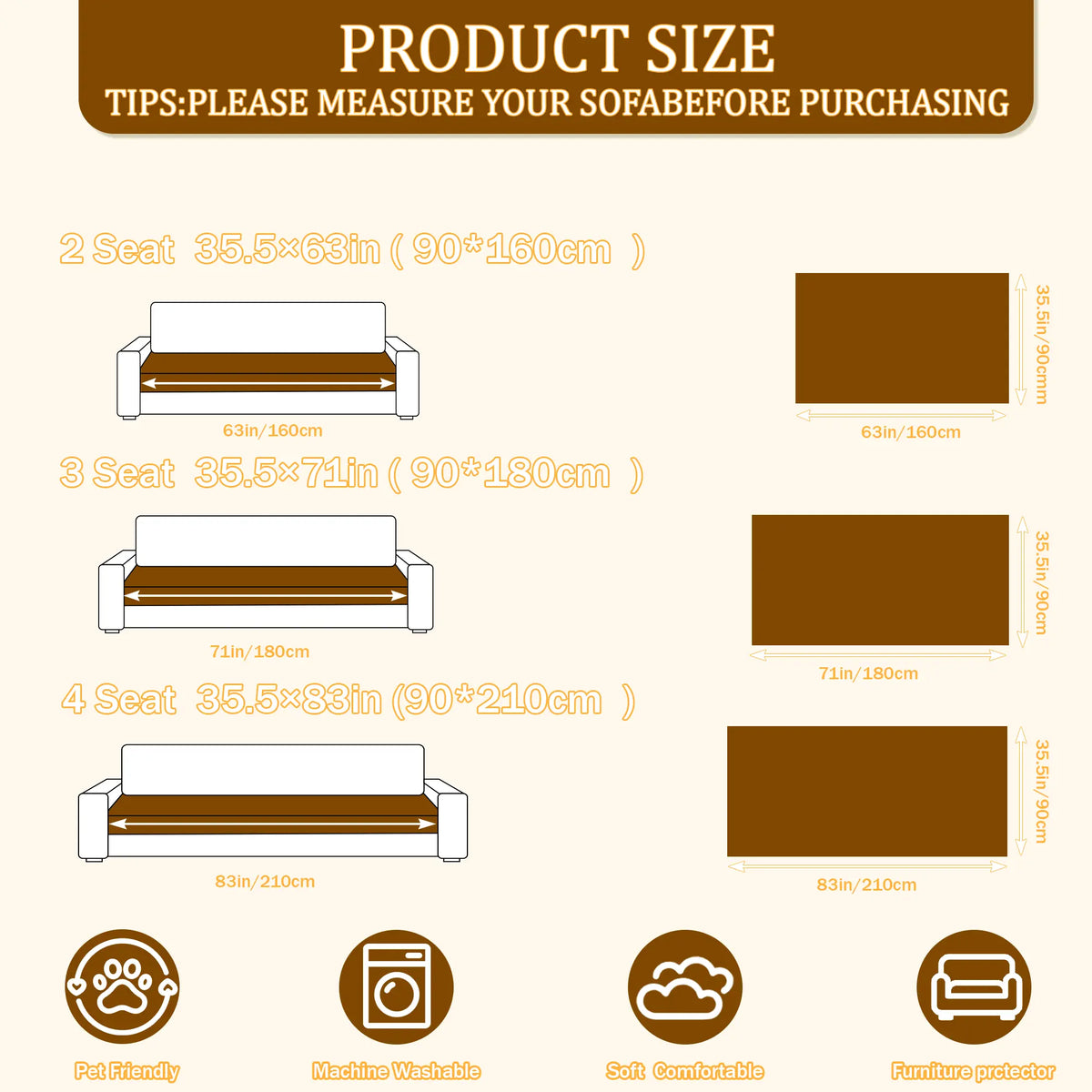 Raybee 1 count sofa cover 2-4 seat, Modern Anti-Slip Bench Cover, Machine Washable, Pet Friendly, Soft Comfortable Furniture Protector, Couch Towel Mat for Home, Living Room, Dormitory, Hotel