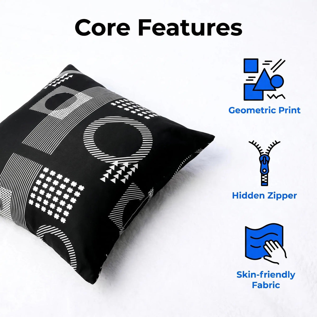 BEDSUM 45x45cm Set of 4 Modern Geometric Print Throw Pillow Covers, Double-Sided Soft Bold Pattern Fade-Proof Decorative Cases for Couch/Sofa, Living Room Accessories