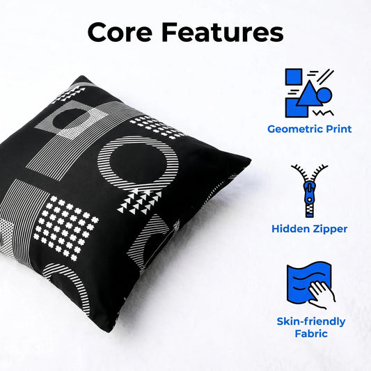 BEDSUM 45x45cm Set of 4 Modern Geometric Print Throw Pillow Covers, Double-Sided Soft Bold Pattern Fade-Proof Decorative Cases for Couch/Sofa, Living Room Accessories