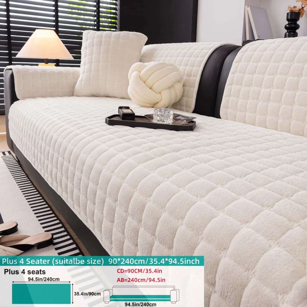 Solid colour Thick Plush Sofa couch cover, 1 PC Quilted Non Slip Washable Couch Cushion Cover Pad, Pet-Friendly Soft Velvet Sofa Protector, for Armchair, Loveseat, Sectional & Multi-Seater Sofas, Modern Cozy Living Room Decor, Sofa Slipcover.