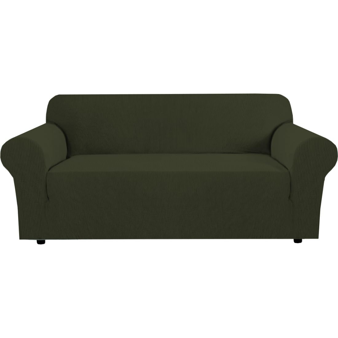 H.VERSAILTEX Stretch Sofa Covers for 3 Cushion Couch Covers Sofa Slipcovers for Living Room Feature Thick Checked Jacquard Fabric with Elastic Bottom, Sofa Large - Natural