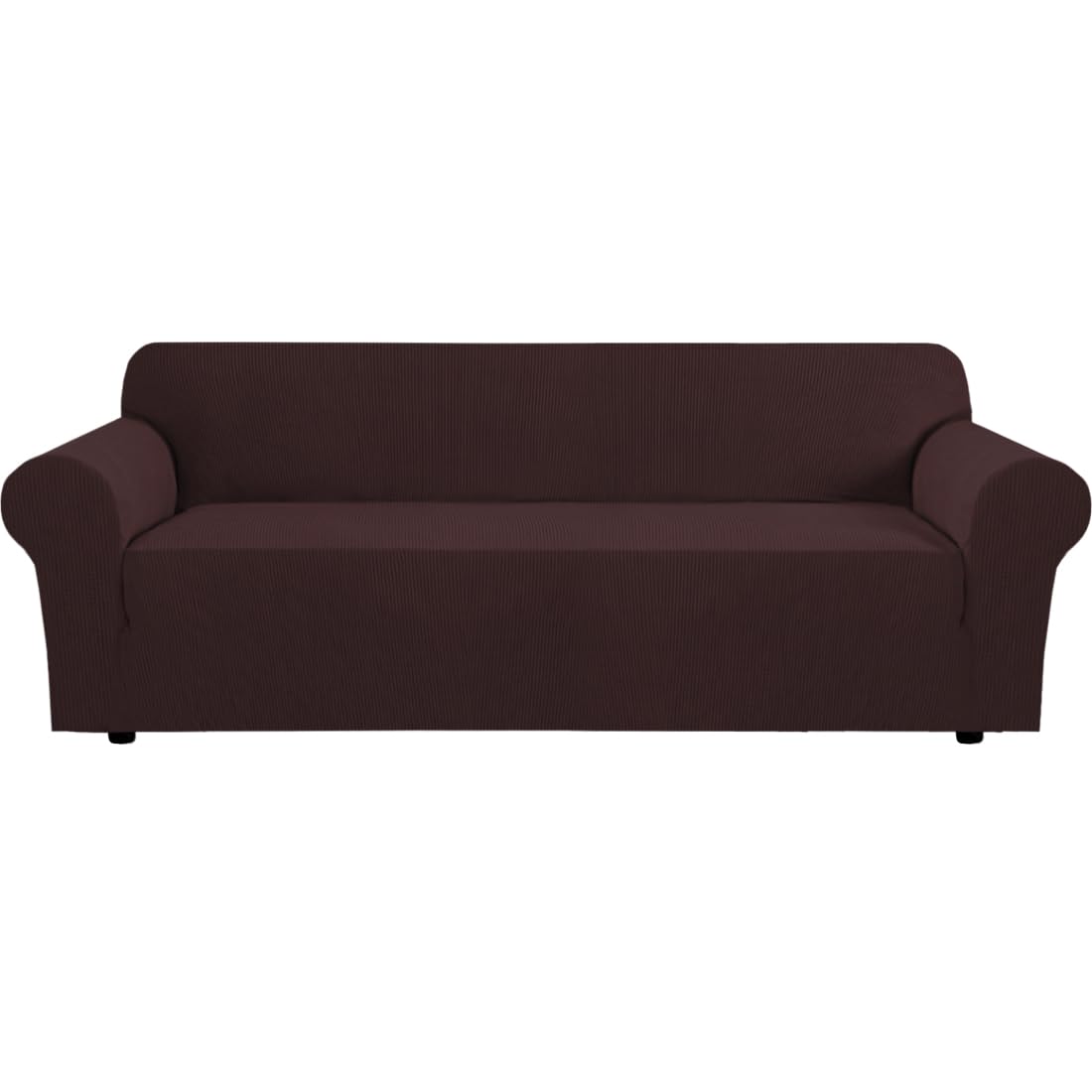 H.VERSAILTEX Stretch Sofa Covers for 3 Cushion Couch Covers Sofa Slipcovers for Living Room Feature Thick Checked Jacquard Fabric with Elastic Bottom, Sofa Large - Natural