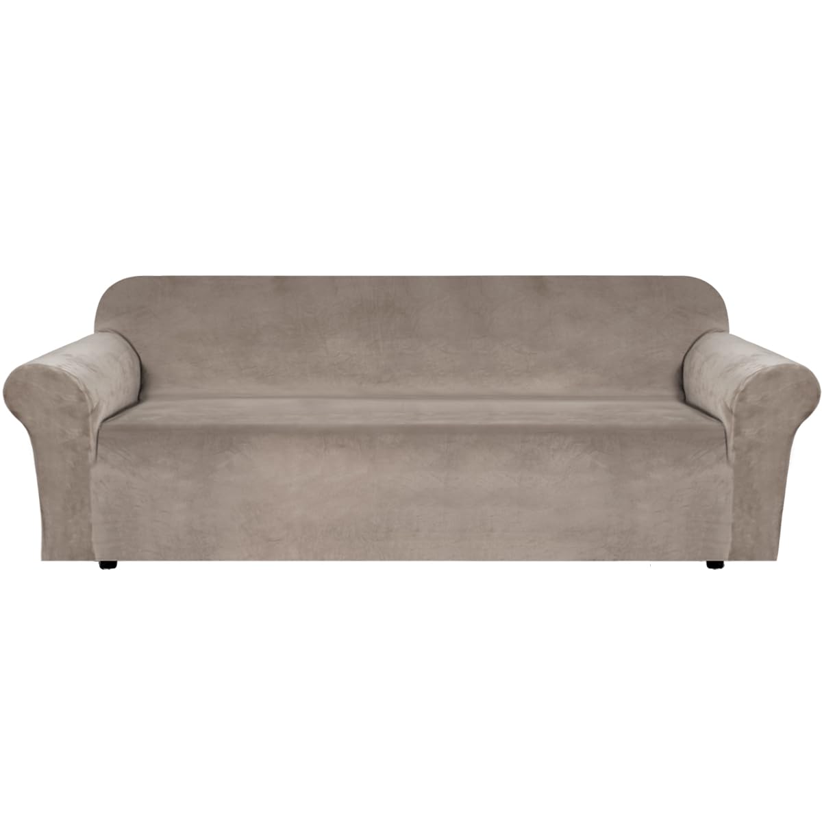 H.VERSAILTEX 1 Peice Stretch Velvet Sofa Covers for 3 Cushion Couch Covers Sofa Slipcovers Furniture Protector Soft, Crafted from Thick Comfy Rich Velour (Sofa 72"-90", Oatmeal)