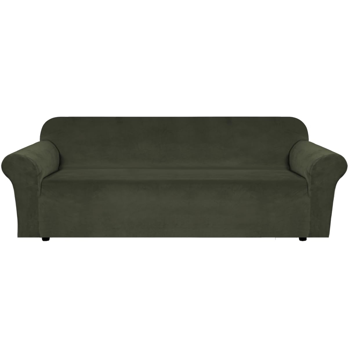 H.VERSAILTEX 1 Peice Stretch Velvet Sofa Covers for 3 Cushion Couch Covers Sofa Slipcovers Furniture Protector Soft, Crafted from Thick Comfy Rich Velour (Sofa 72"-90", Oatmeal)