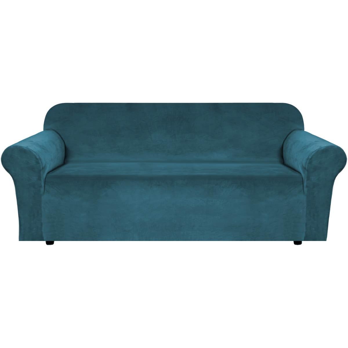 H.VERSAILTEX 1 Peice Stretch Velvet Sofa Covers for 3 Cushion Couch Covers Sofa Slipcovers Furniture Protector Soft, Crafted from Thick Comfy Rich Velour (Sofa 72"-90", Oatmeal)
