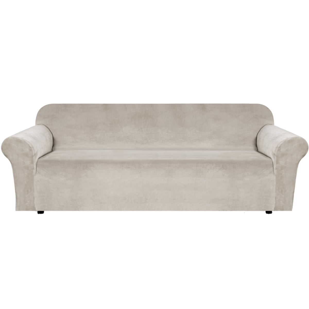 H.VERSAILTEX 1 Peice Stretch Velvet Sofa Covers for 3 Cushion Couch Covers Sofa Slipcovers Furniture Protector Soft, Crafted from Thick Comfy Rich Velour (Sofa 72"-90", Oatmeal)
