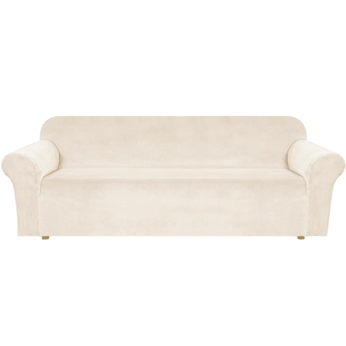 H.VERSAILTEX 1 Peice Stretch Velvet Sofa Covers for 3 Cushion Couch Covers Sofa Slipcovers Furniture Protector Soft, Crafted from Thick Comfy Rich Velour (Sofa 72"-90", Oatmeal)