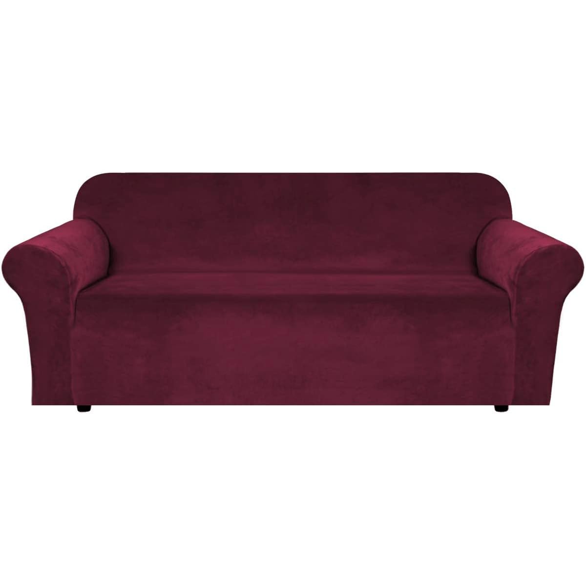 H.VERSAILTEX 1 Peice Stretch Velvet Sofa Covers for 3 Cushion Couch Covers Sofa Slipcovers Furniture Protector Soft, Crafted from Thick Comfy Rich Velour (Sofa 72"-90", Oatmeal)