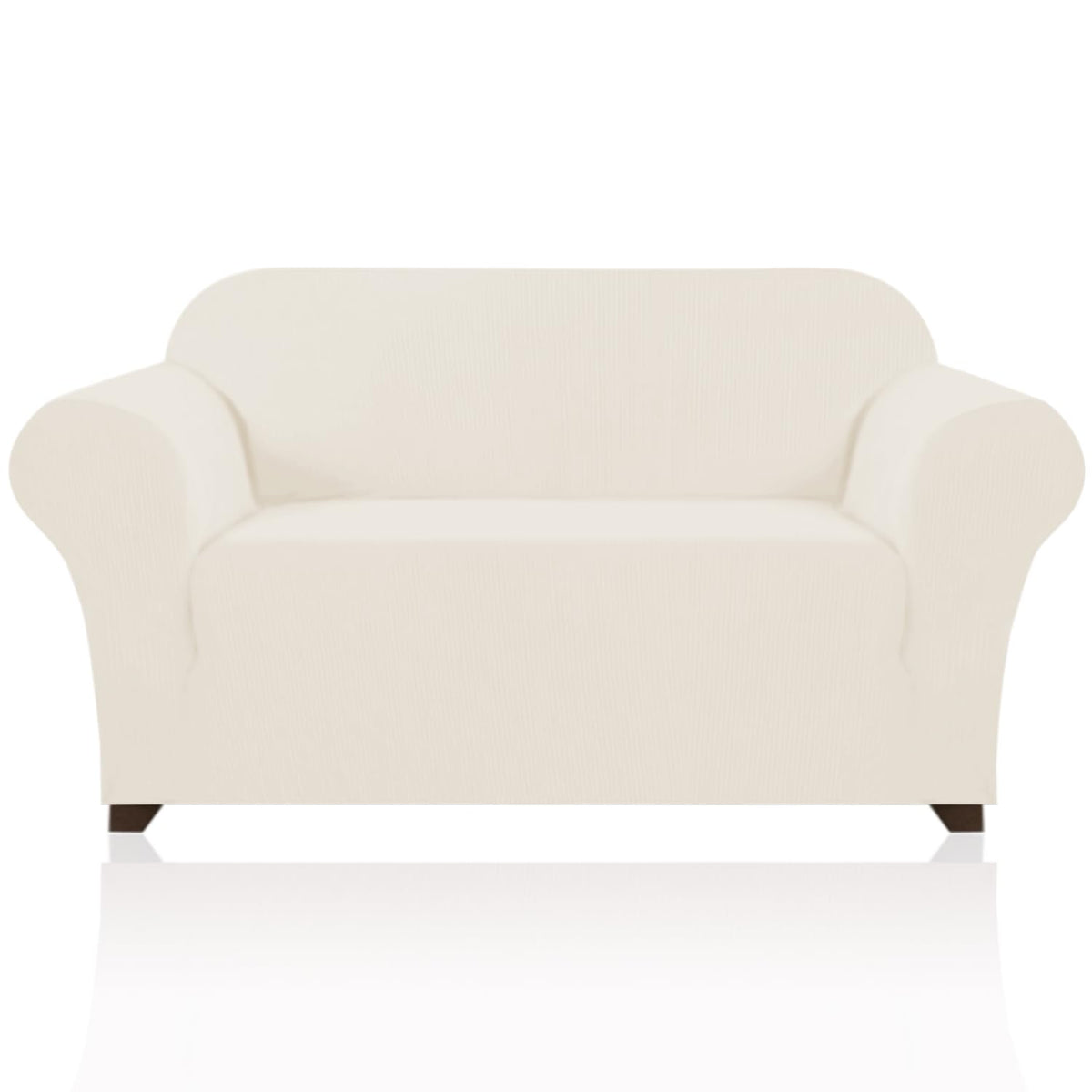 PrinceDeco Stretch Loveseat Sofa Cover Slipcover Couch Cover for 2 Cushion Sofa Washable Sofa Cover for Pets Friendly Furniture Protector Covers with Non Slip Bottom(Loveseat, Brown)