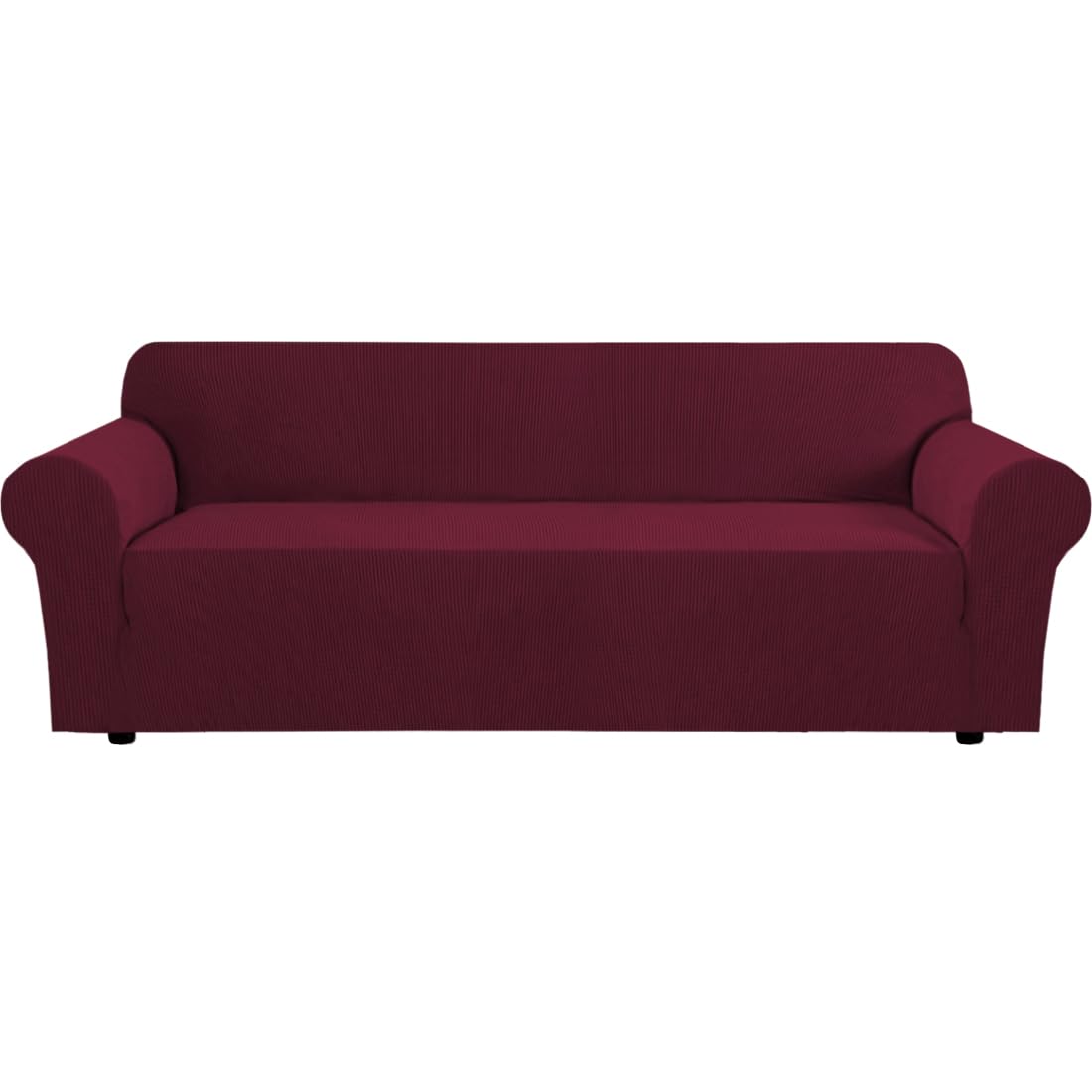 H.VERSAILTEX Stretch Sofa Covers for 3 Cushion Couch Covers Sofa Slipcovers for Living Room Feature Thick Checked Jacquard Fabric with Elastic Bottom, Sofa Large - Natural