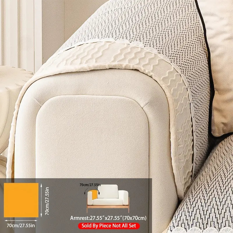 French Cream Snow Nourish Sofa Cushion, Non-Slip Cat Scratch Resistant, All-Season Use, Reusable Sofa Cover Seat Pad