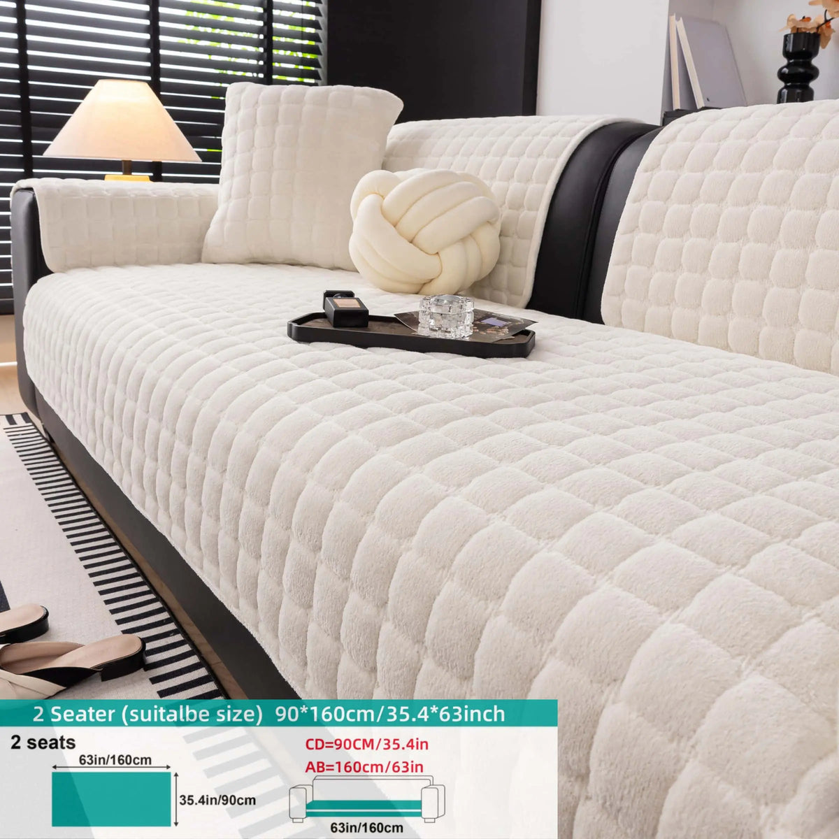 Solid colour Thick Plush Sofa couch cover, 1 PC Quilted Non Slip Washable Couch Cushion Cover Pad, Pet-Friendly Soft Velvet Sofa Protector, for Armchair, Loveseat, Sectional & Multi-Seater Sofas, Modern Cozy Living Room Decor, Sofa Slipcover.