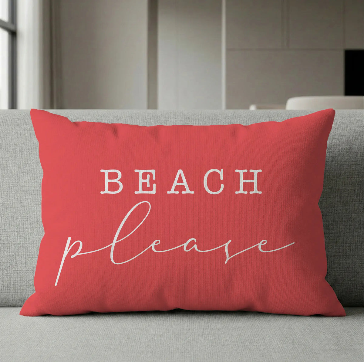 Beach Please Pillow, Indoor Outdoor Throw Pillow with Insert, Beach House Decor, Coastal Gift, Summer Patio Pillow, Beach Lover Gift