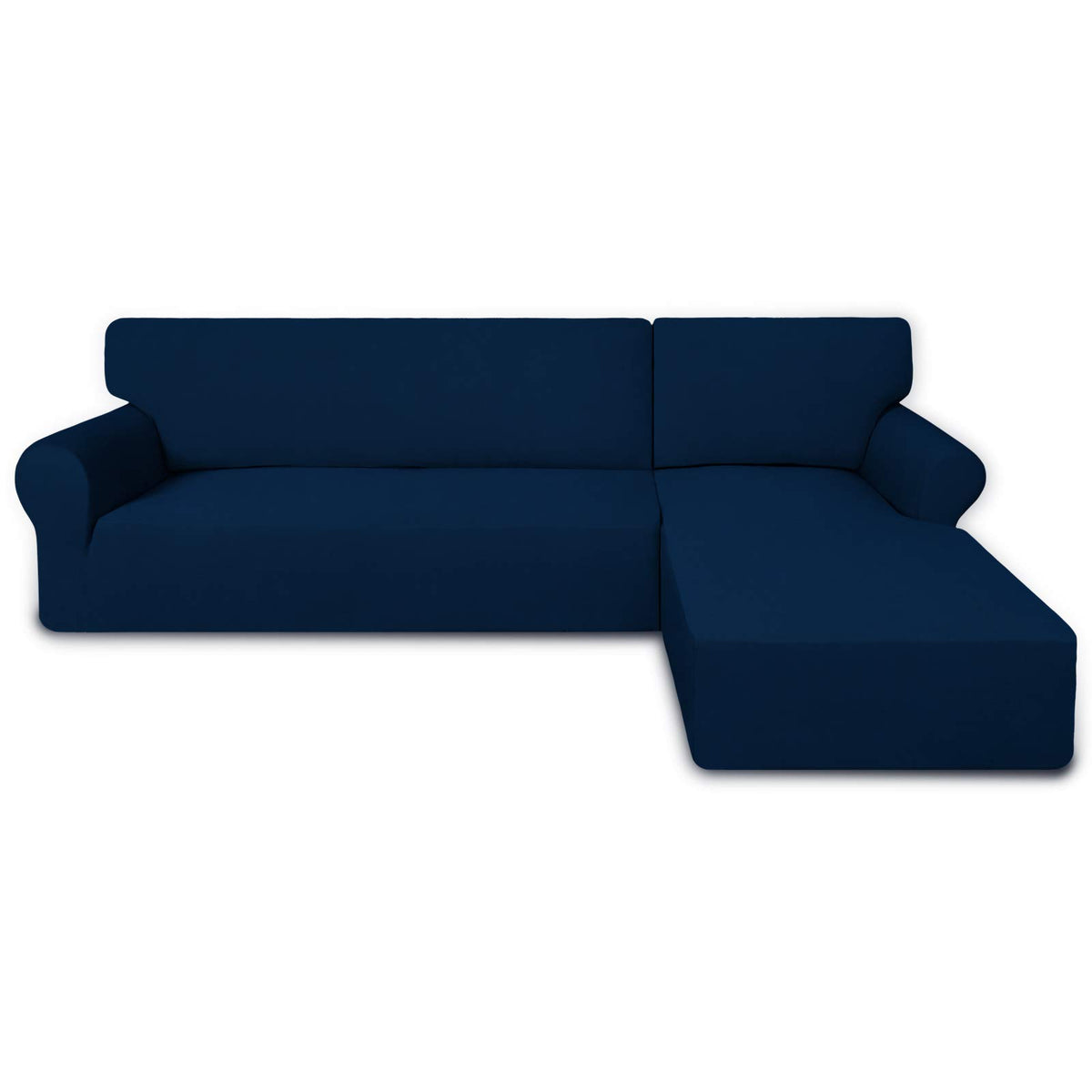 PureFit Super Stretch Sectional Couch Covers - 2 pcs Spandex Non Slip, with Elastic Bottom for L Shape Sectional Sofa Couches, Great for Kids & Pets (3 Seat Sofa + 3 Seat Chaise, Dark Gray)