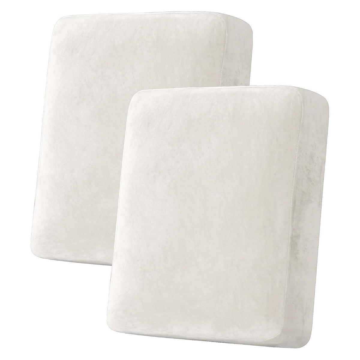 H.VERSAILTEX Velvet Stretch Couch Cushion Cover Plush Cushion Slipcover for Chair Loveseat Sofa Cushion Furniture Protector Seat Cushion Sofa Cover (3 Piece Sofa Cushion Covers, Ivory)