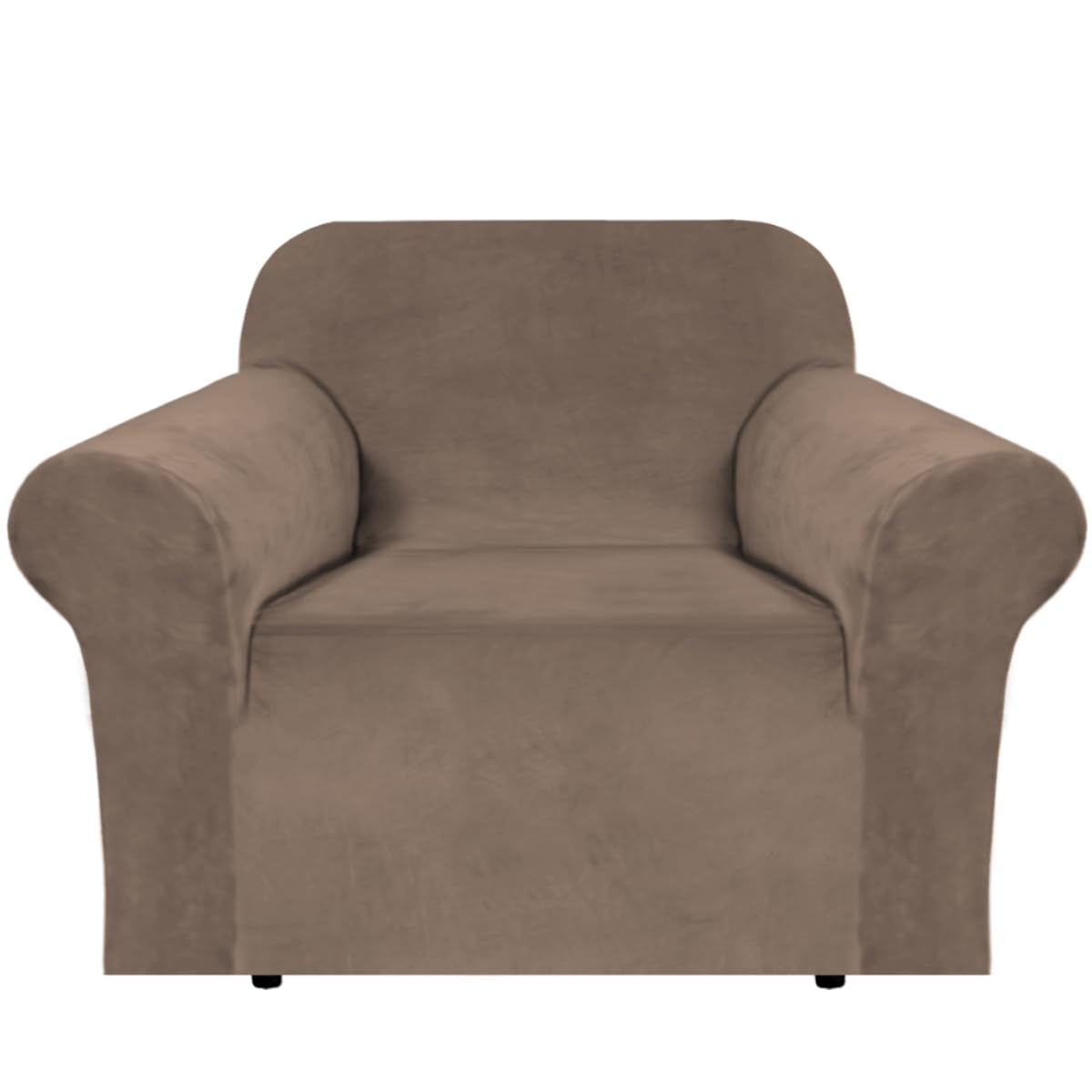H.VERSAILTEX 1 Peice Stretch Velvet Sofa Covers for 3 Cushion Couch Covers Sofa Slipcovers Furniture Protector Soft, Crafted from Thick Comfy Rich Velour (Sofa 72"-90", Oatmeal)