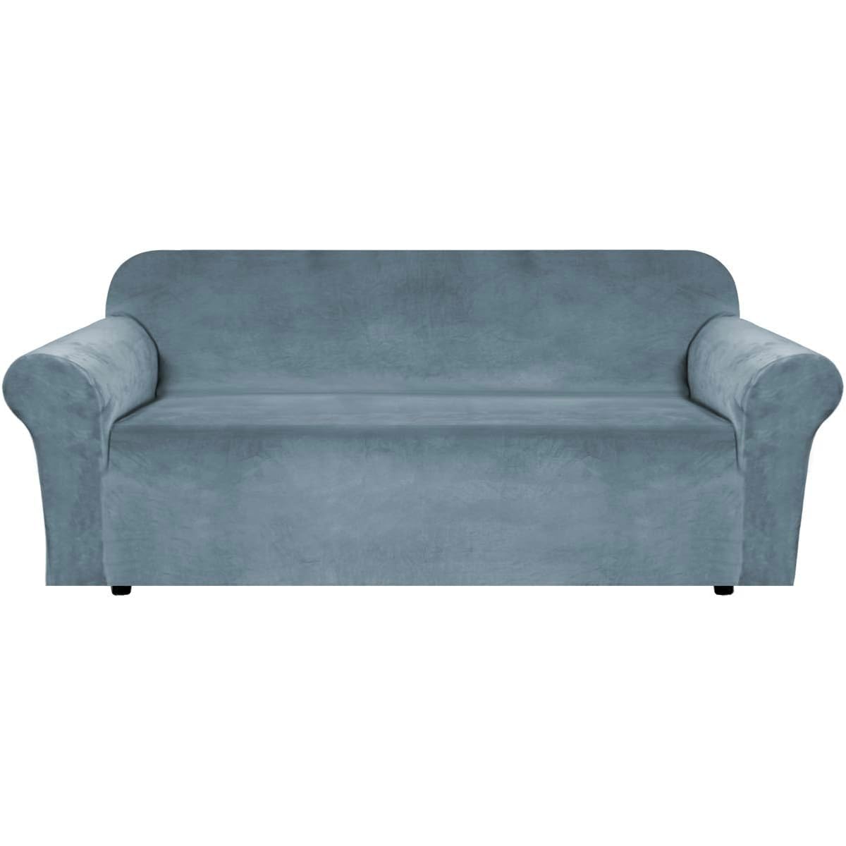 H.VERSAILTEX 1 Peice Stretch Velvet Sofa Covers for 3 Cushion Couch Covers Sofa Slipcovers Furniture Protector Soft, Crafted from Thick Comfy Rich Velour (Sofa 72"-90", Oatmeal)