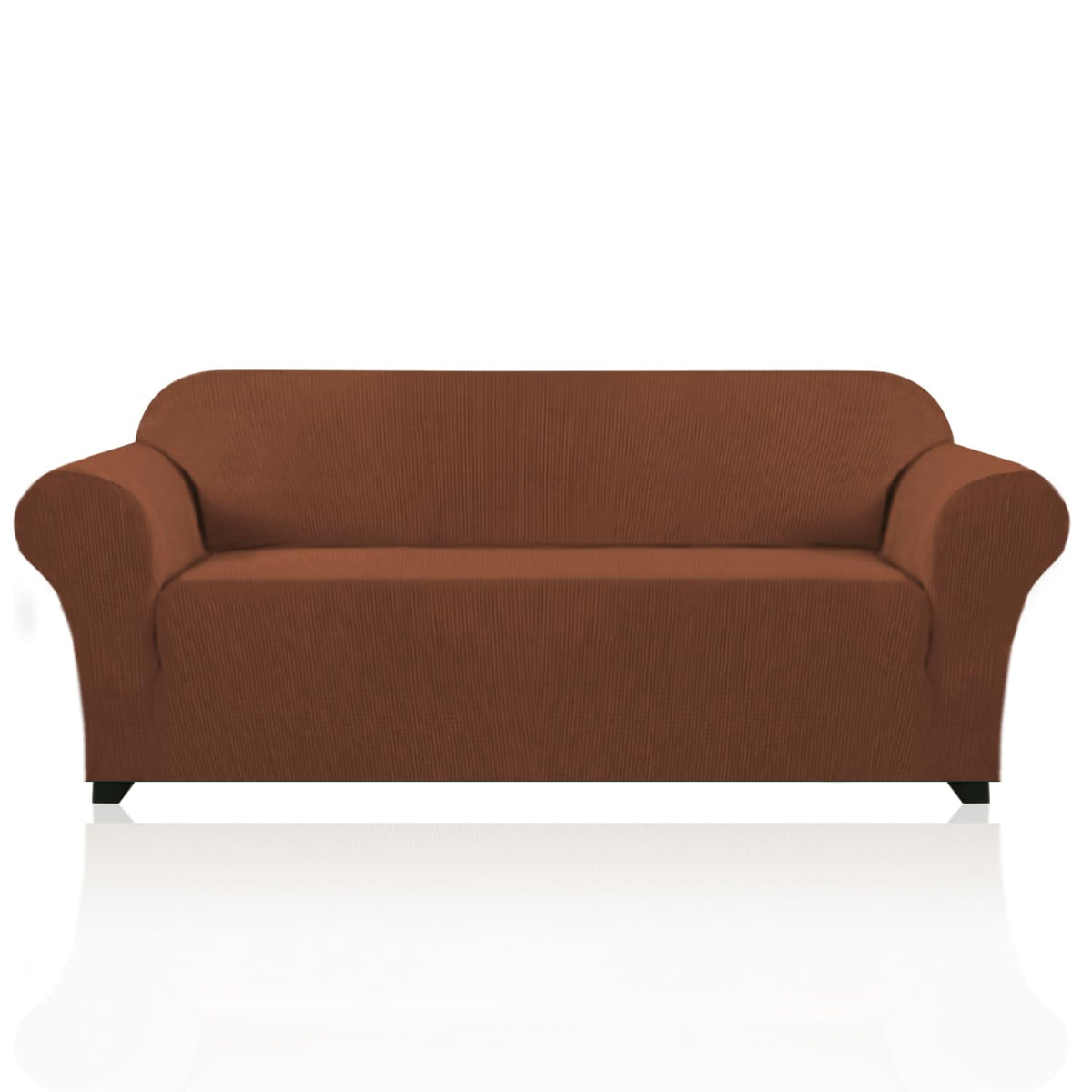 PrinceDeco Stretch Loveseat Sofa Cover Slipcover Couch Cover for 2 Cushion Sofa Washable Sofa Cover for Pets Friendly Furniture Protector Covers with Non Slip Bottom(Loveseat, Brown)