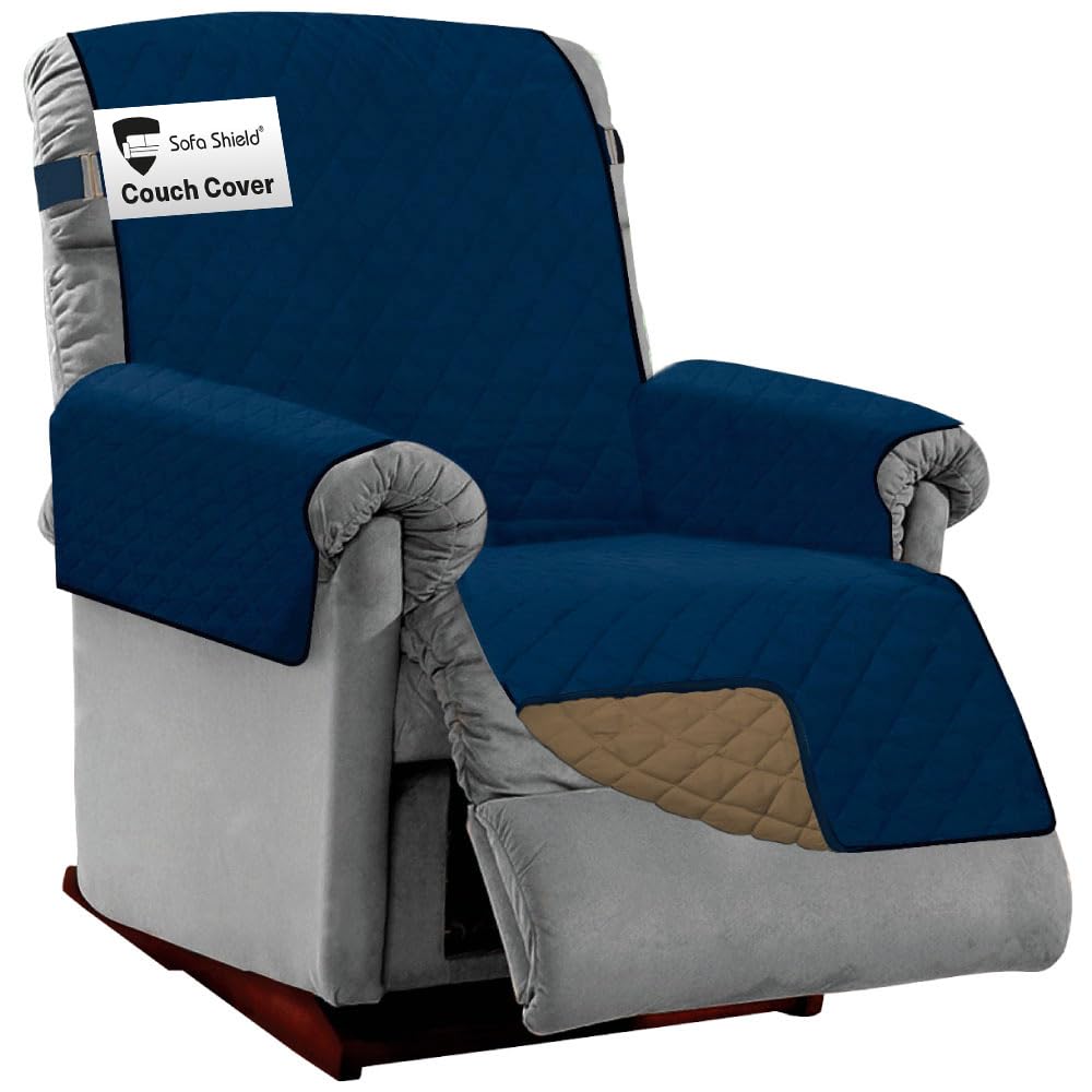 Sofa Shield® Couch Sofa Slip Cover for Dogs with Strap, Navy Sand