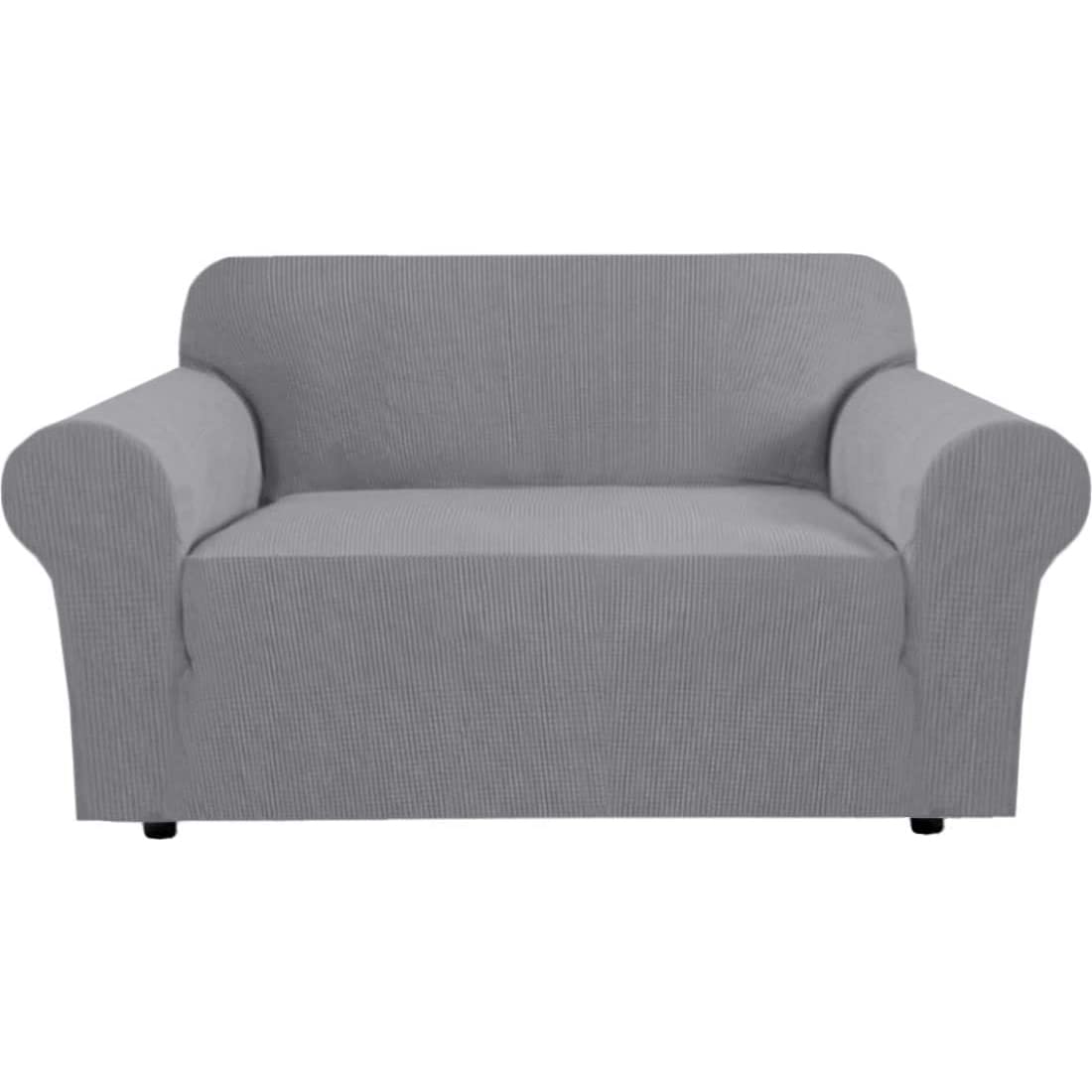 H.VERSAILTEX Stretch Sofa Covers for 3 Cushion Couch Covers Sofa Slipcovers for Living Room Feature Thick Checked Jacquard Fabric with Elastic Bottom, Sofa Large - Natural