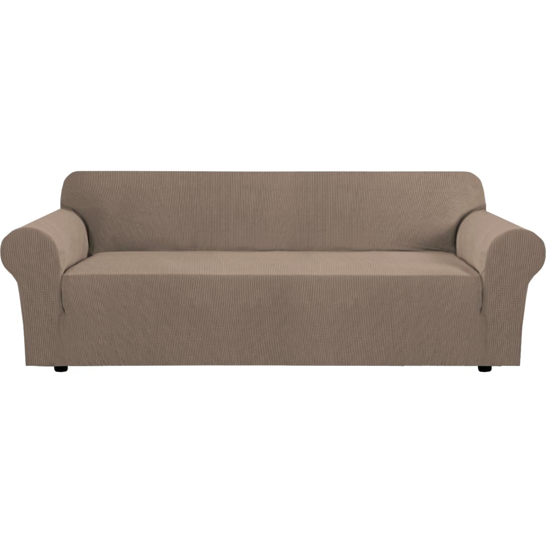 H.VERSAILTEX Stretch Sofa Covers for 3 Cushion Couch Covers Sofa Slipcovers for Living Room Feature Thick Checked Jacquard Fabric with Elastic Bottom, Sofa Large - Natural