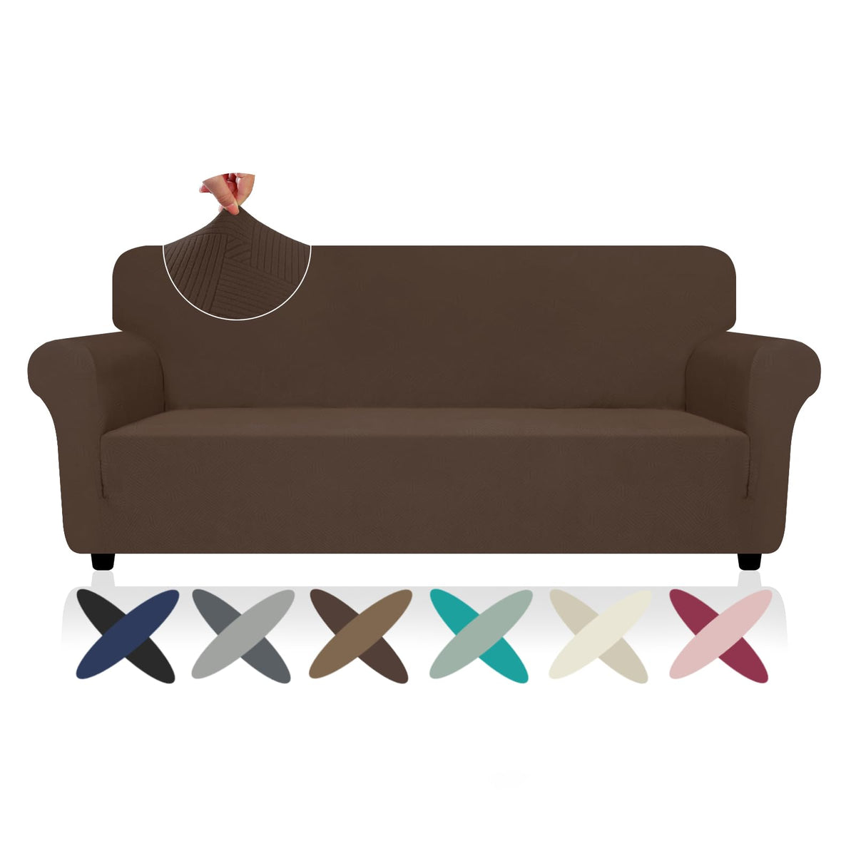 ZNSAYOTX Super Stretch Couch Cover (72"-92") Universal Sofa Covers with Elastic Bottom, Dog Cat Pets Friendly Washable Furniture Protector Fitted Sofa Slipcovers Stay in Place (Dark Grey, Sofa)