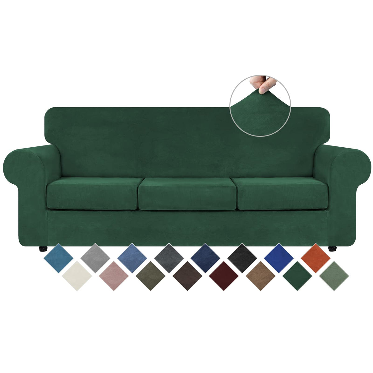 WEERRW 4 Pieces Couch Cover for Sofa Velvet Sofa Covers Washable, Dark Grey