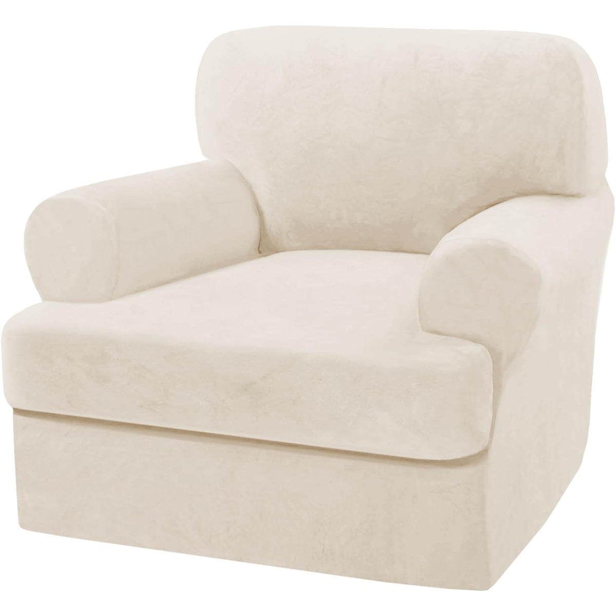 H.VERSAILTEX Sofa Cover 4 Piece T Cushion Sofa Slipcovers Couch Cover Furniture Protector Stretch T Cushion Sofa Covers for 3 Cushion Couch with 3 Individual T Cushion Covers, Ivory