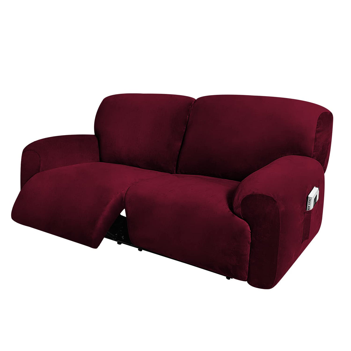ULTICOR Extra Wide 75-100" 2 Seater Reclining Sofa Slipcover, Velvet Stretch 6-Piece, Soft Washable (Dark Grey)