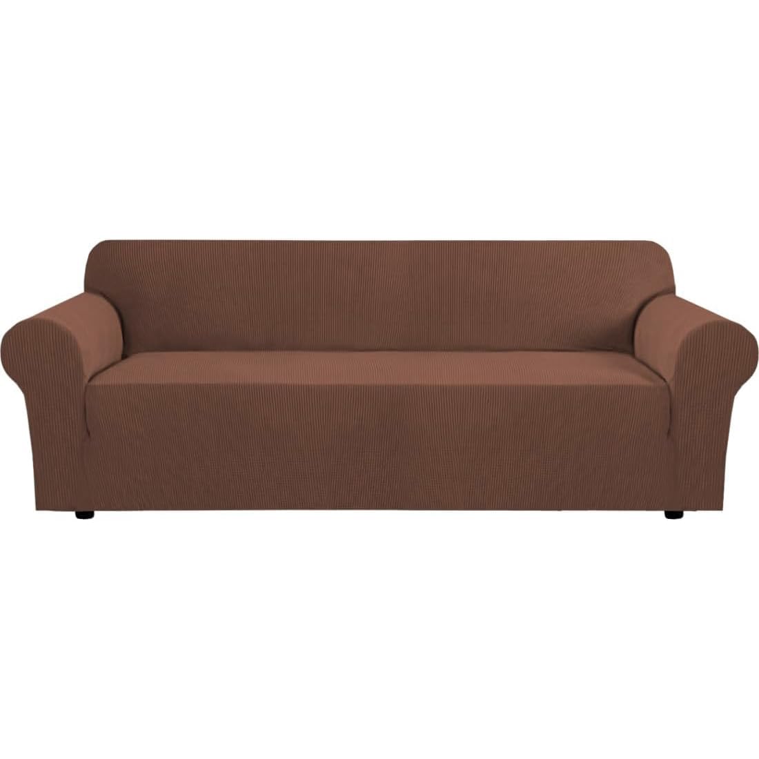 H.VERSAILTEX Stretch Sofa Covers for 3 Cushion Couch Covers Sofa Slipcovers for Living Room Feature Thick Checked Jacquard Fabric with Elastic Bottom, Sofa Large - Natural
