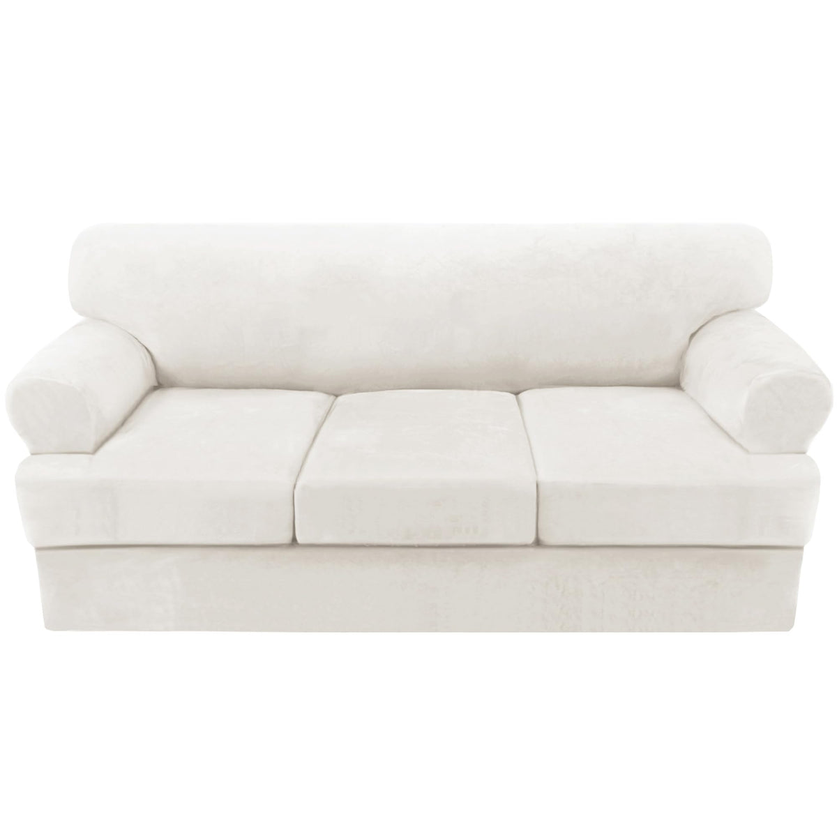 H.VERSAILTEX Sofa Cover 4 Piece T Cushion Sofa Slipcovers Couch Cover Furniture Protector Stretch T Cushion Sofa Covers for 3 Cushion Couch with 3 Individual T Cushion Covers, Ivory