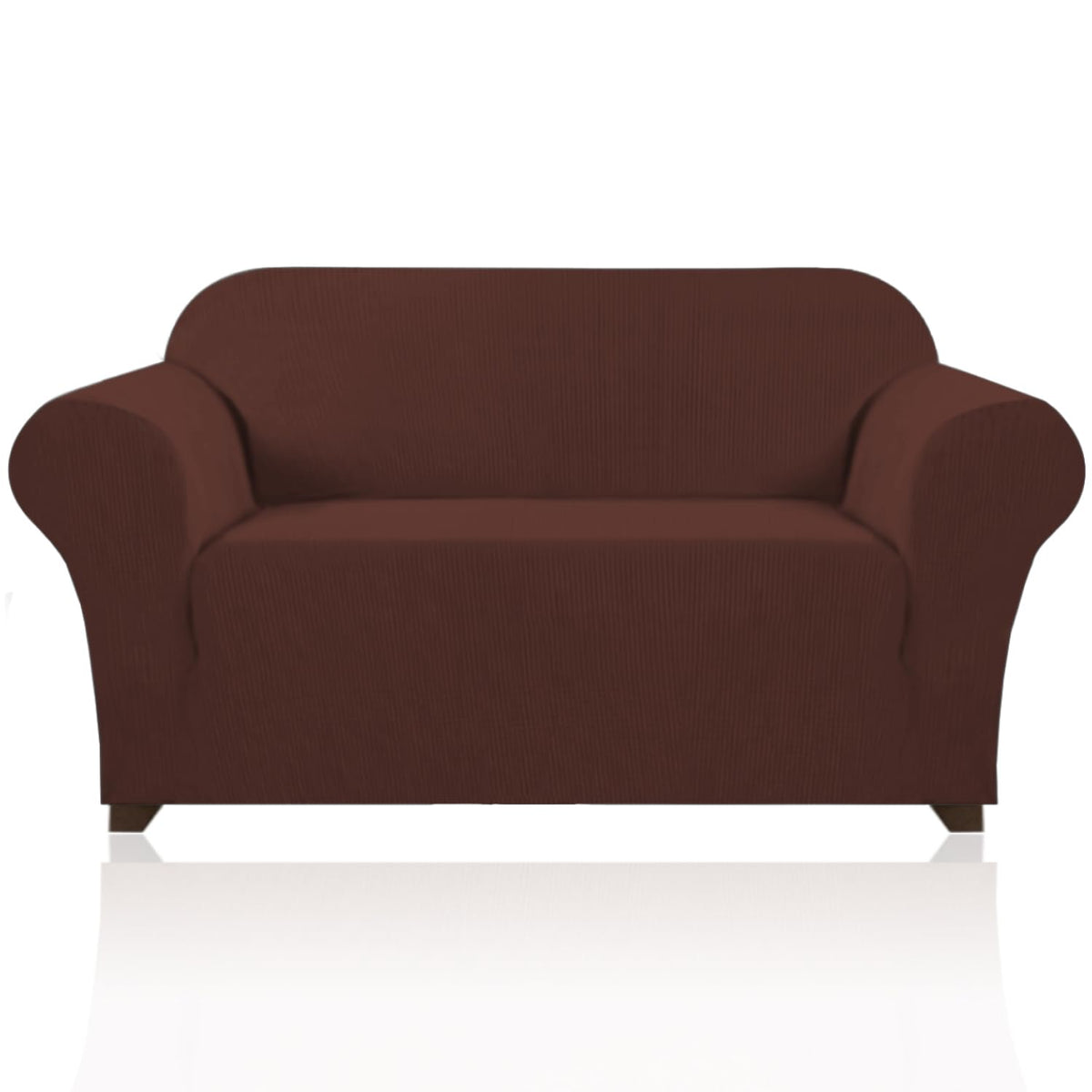 PrinceDeco Stretch Loveseat Sofa Cover Slipcover Couch Cover for 2 Cushion Sofa Washable Sofa Cover for Pets Friendly Furniture Protector Covers with Non Slip Bottom(Loveseat, Brown)
