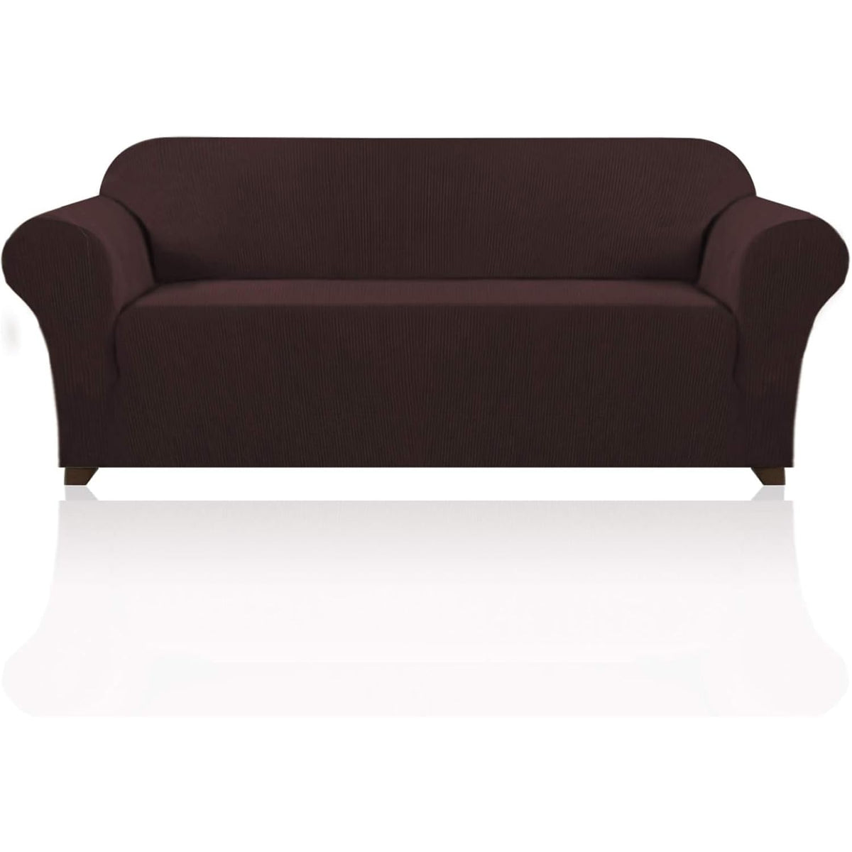 PrinceDeco Stretch Loveseat Sofa Cover Slipcover Couch Cover for 2 Cushion Sofa Washable Sofa Cover for Pets Friendly Furniture Protector Covers with Non Slip Bottom(Loveseat, Brown)