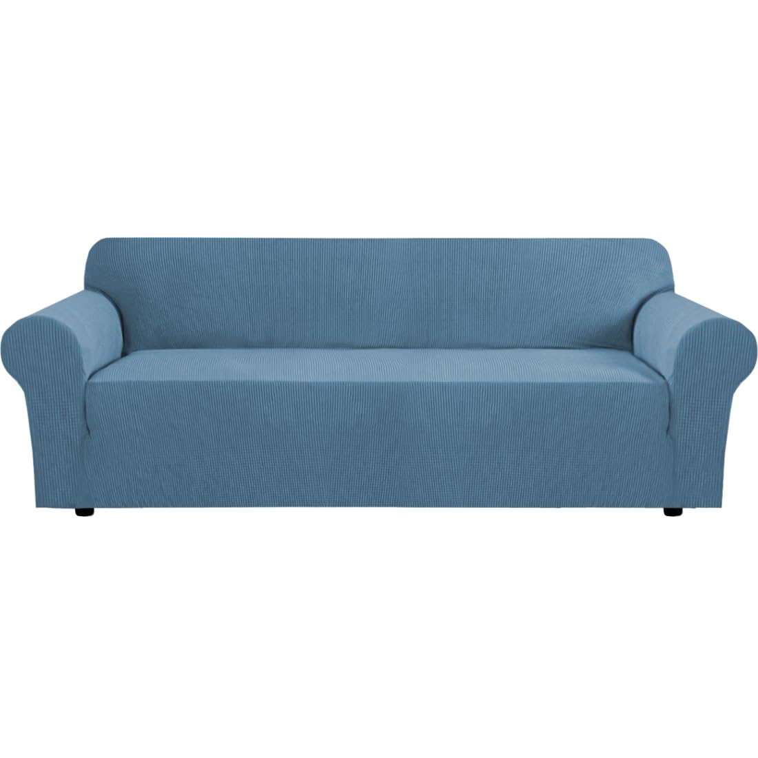 H.VERSAILTEX Stretch Sofa Covers for 3 Cushion Couch Covers Sofa Slipcovers for Living Room Feature Thick Checked Jacquard Fabric with Elastic Bottom, Sofa Large - Natural