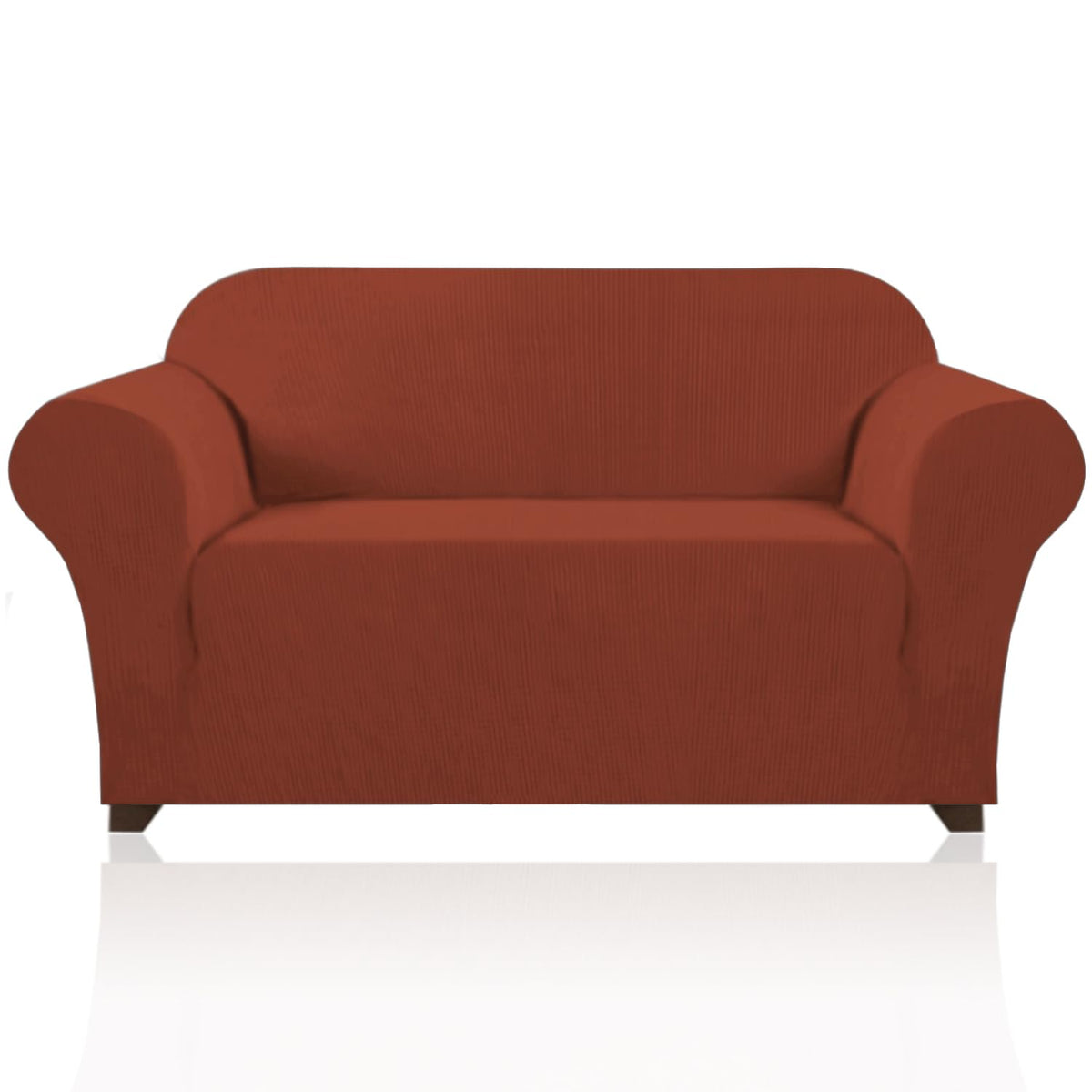 PrinceDeco Stretch Loveseat Sofa Cover Slipcover Couch Cover for 2 Cushion Sofa Washable Sofa Cover for Pets Friendly Furniture Protector Covers with Non Slip Bottom(Loveseat, Brown)