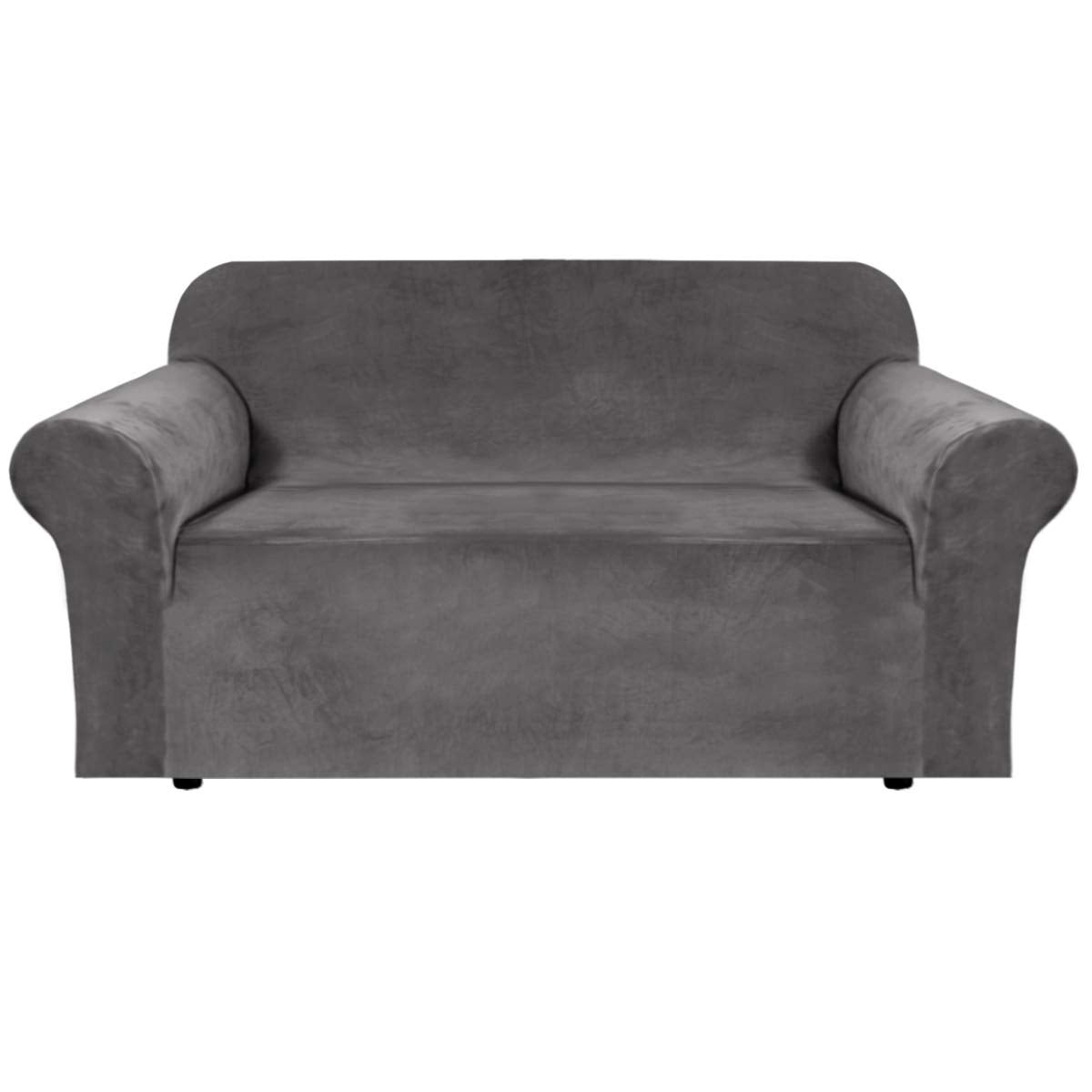 H.VERSAILTEX 1 Peice Stretch Velvet Sofa Covers for 3 Cushion Couch Covers Sofa Slipcovers Furniture Protector Soft, Crafted from Thick Comfy Rich Velour (Sofa 72"-90", Oatmeal)