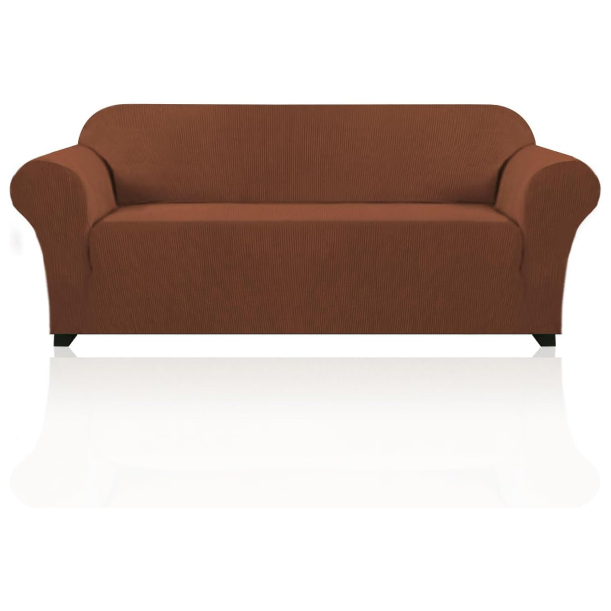 PrinceDeco Stretch Loveseat Sofa Cover Slipcover Couch Cover for 2 Cushion Sofa Washable Sofa Cover for Pets Friendly Furniture Protector Covers with Non Slip Bottom(Loveseat, Brown)