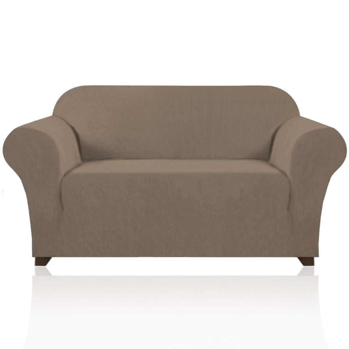 PrinceDeco Stretch Loveseat Sofa Cover Slipcover Couch Cover for 2 Cushion Sofa Washable Sofa Cover for Pets Friendly Furniture Protector Covers with Non Slip Bottom(Loveseat, Brown)