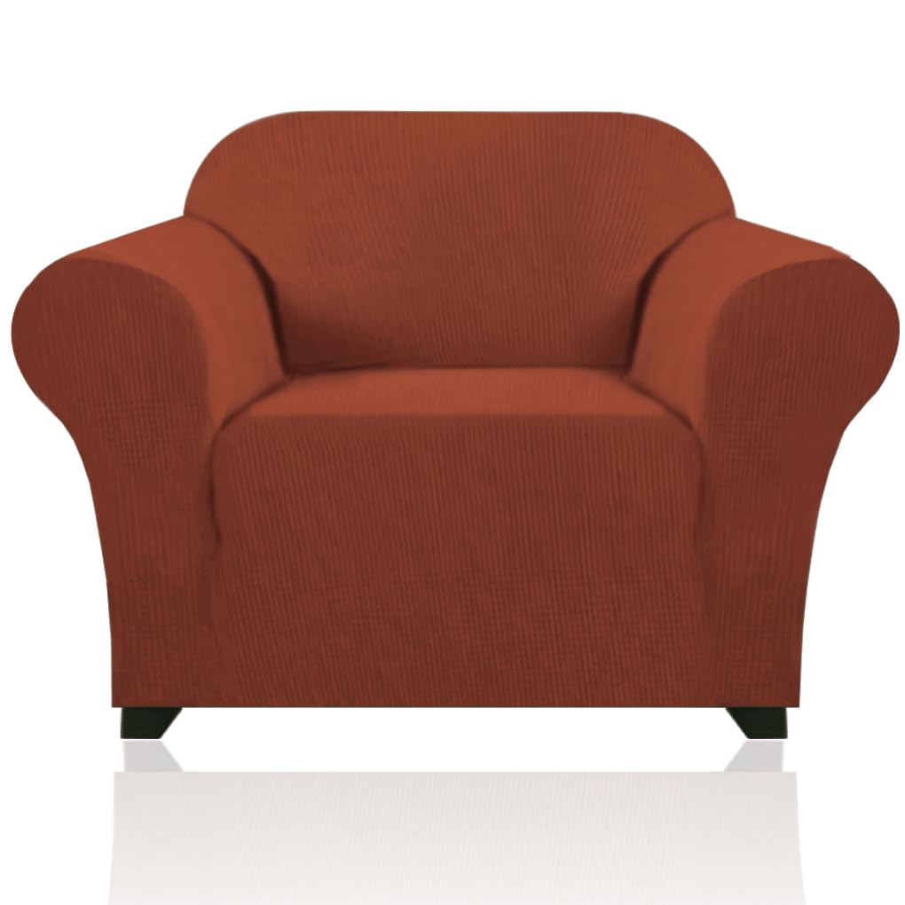 PrinceDeco Stretch Loveseat Sofa Cover Slipcover Couch Cover for 2 Cushion Sofa Washable Sofa Cover for Pets Friendly Furniture Protector Covers with Non Slip Bottom(Loveseat, Brown)