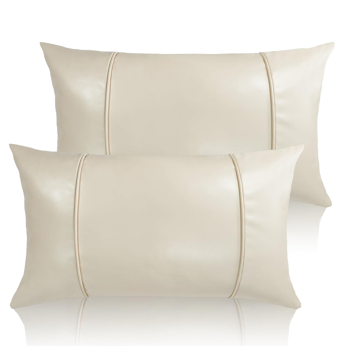 Faux Leather Throw Pillow Cover 18X18 Inch Set of 2 Brown Outdoor Modern Farmhouse Solid Decorative Pillow Covers for Room Couch Living Bedroom Bed Sofa