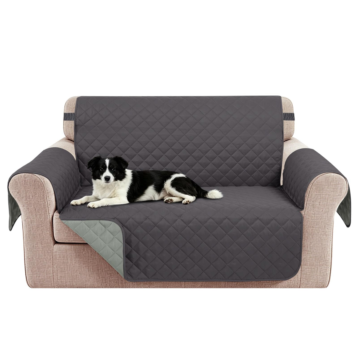 Reversible Sofa Cover for 3 Cushion, Chocolate/Beige