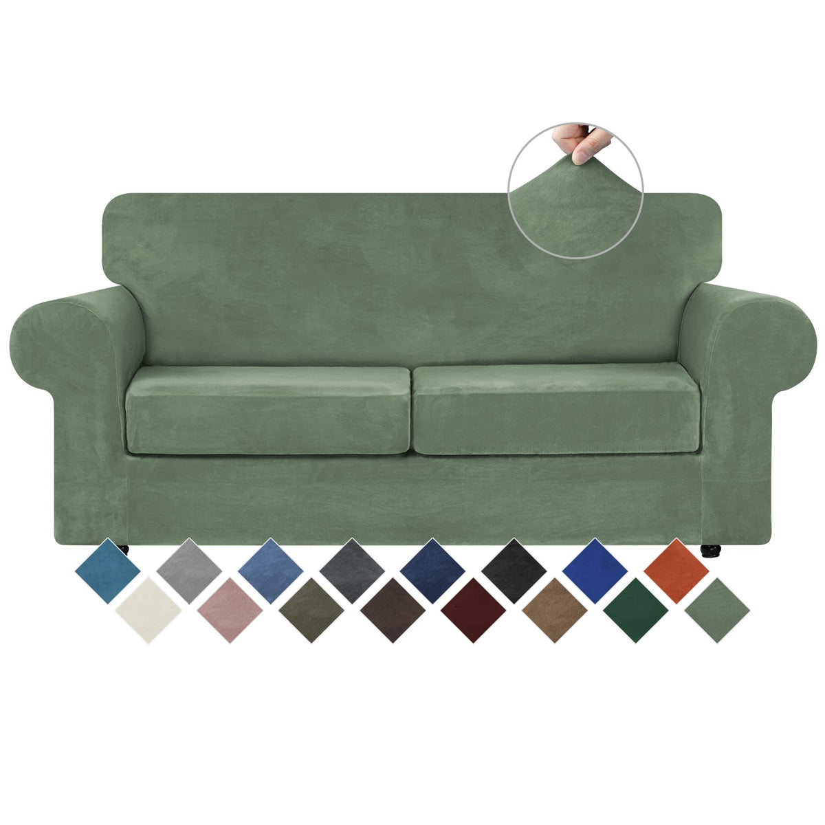 WEERRW 4 Pieces Couch Cover for Sofa Velvet Sofa Covers Washable, Dark Grey