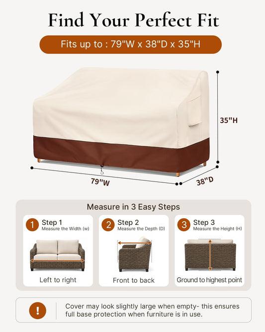 Outdoor Patio Furniture Sofa Cover 3-Seater,79W x 38D x 35H Inch