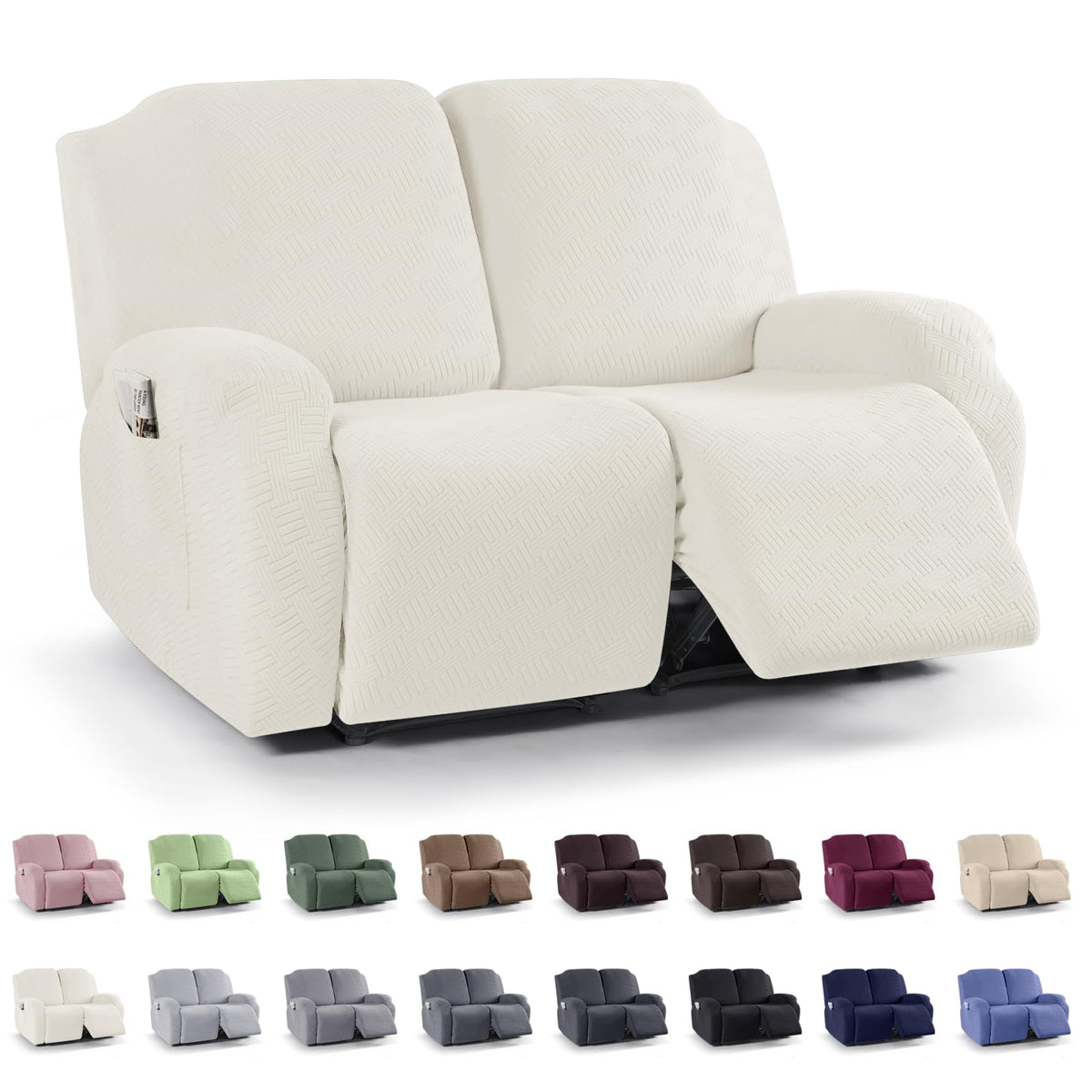 KinCam Recliner Sofa Covers, Stretch Reclining Cover, Dark Gray