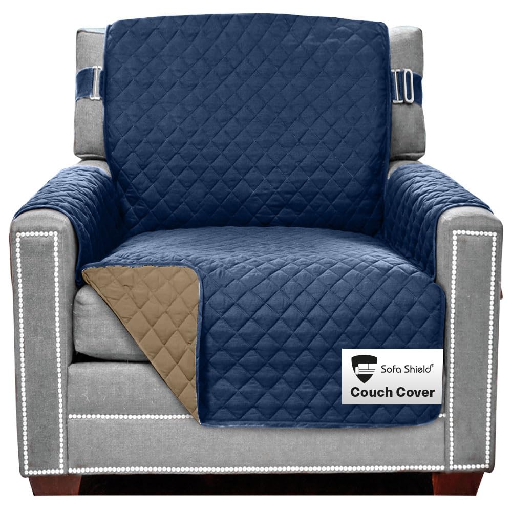 Sofa Shield® Couch Sofa Slip Cover for Dogs with Strap, Navy Sand