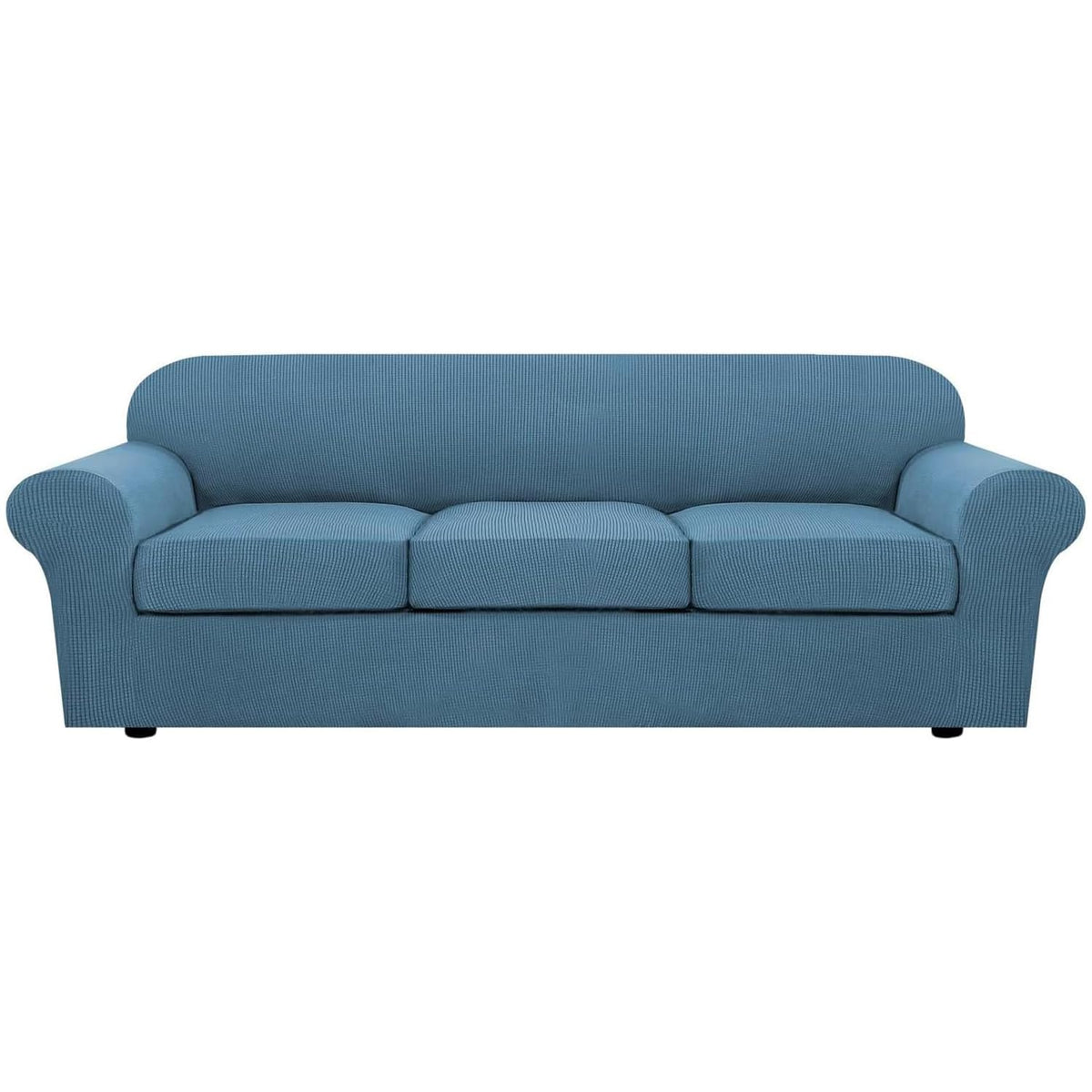 H.VERSAILTEX 4 Piece Stretch Sofa Covers for 3 Cushion Couch Covers for Living Room Slipcovers (Base Cover Plus 3 Seat Cushion Covers) Upgraded Thicker Jacquard Fabric (Sofa, Sand)
