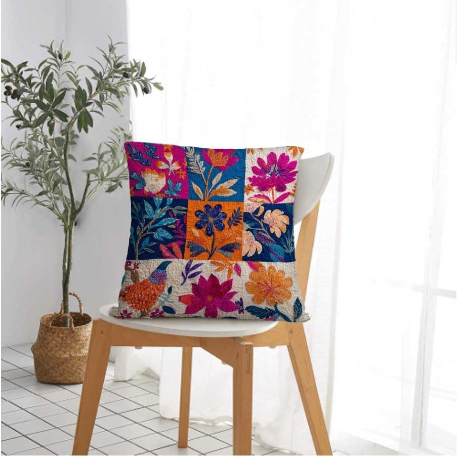 Throw Pillow Covers 18x18 Set of 2, Simple Patchwork Cushion Covers, Decorative Square Pillowcases for Couch, Bedroom, Living Room