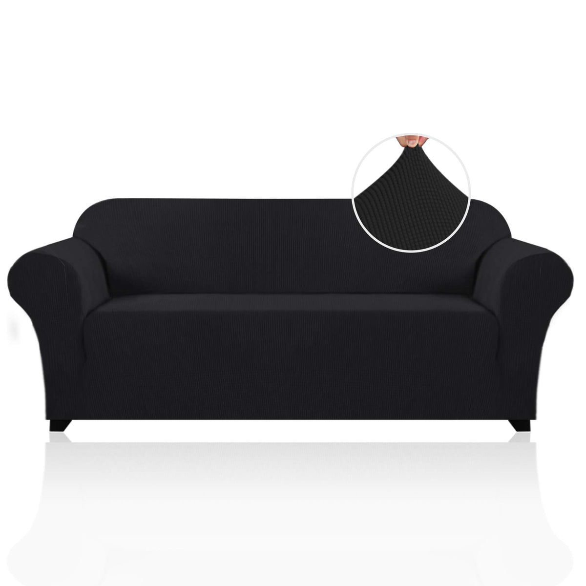 PrinceDeco Stretch Loveseat Sofa Cover Slipcover Couch Cover for 2 Cushion Sofa Washable Sofa Cover for Pets Friendly Furniture Protector Covers with Non Slip Bottom(Loveseat, Brown)